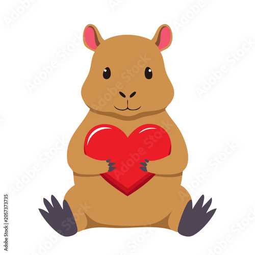 Cartoon teddy bear with heart