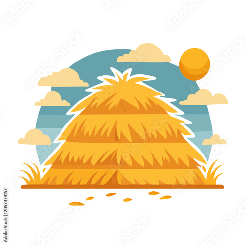 Flat design vector illustration of a bright sun