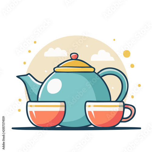 Flat design vector of a teal mushroom with red spots