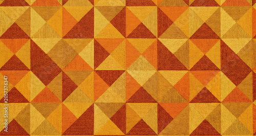 Warm Orange and Yellow Geometric Triangular Pattern with Fabric Texture