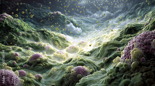 human microbiome environment bacteria cells microscopic landscape