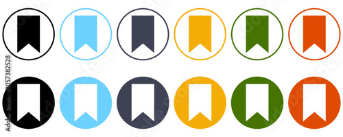 Set of bookmark icons used as UI elements for saving or marking content.