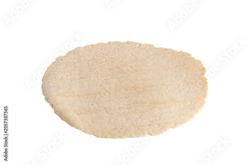 isolated image, transparent background. Round flatbread made from wheat flour, displayed on a white background, showcasing its texture and shape for culinary use