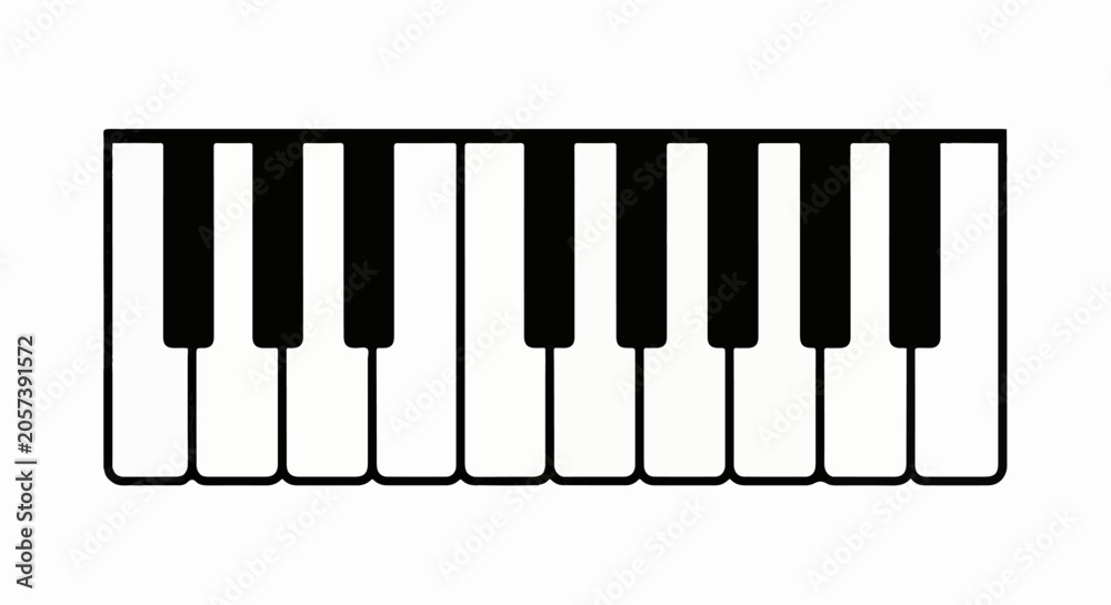 Fototapeta premium Minimalist illustration of piano keys in black and white