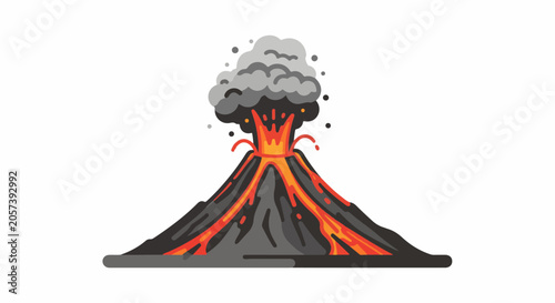 Φωτογραφία Stylized cartoon volcano erupting with lava and smoke