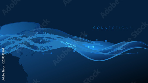 Bild auf Leinwand Abstract wave pattern with blue gradients creates a flowing dynamic background i