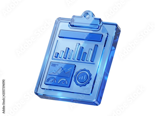 Clipboard Liquid Glass 3D Rendering Icon isolated on transparent background