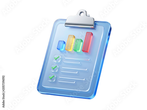 Clipboard Liquid Glass 3D Rendering Icon isolated on transparent background