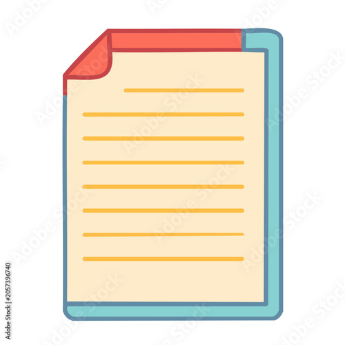 Flat design folder with teal tab and yellow pages