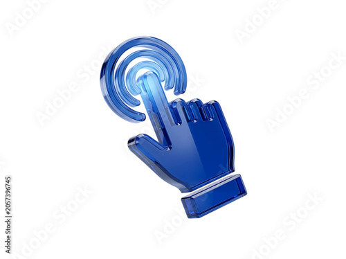Touchpoint Liquid Glass 3D rendering icon interactive touchscreen target interface glossy blue isolated on transparent background