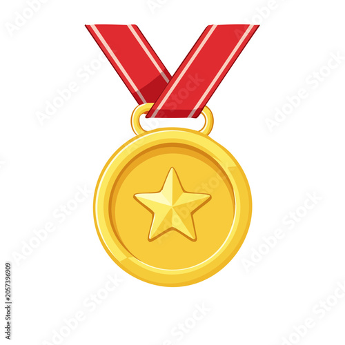 Gold star with red ribbon vector