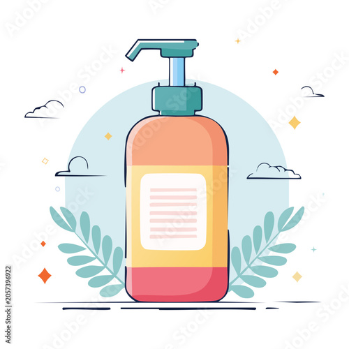 Hand sanitizer bottle with soap dispenser flat design