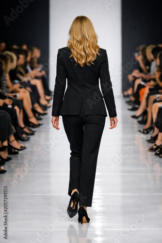 beautiful elegant young Caucasian model on the catwalk AI genera