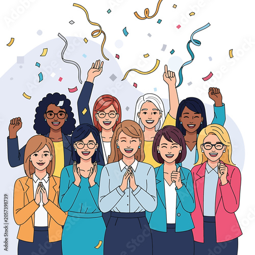 Canvas Print Diverse group of happy women celebrating.