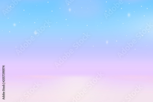 海と星、ぼやけたカラーグラデーションの背景イラスト