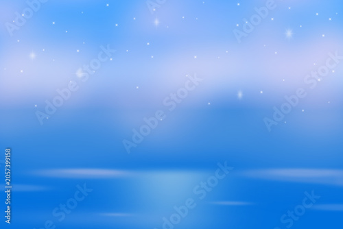 海と星、ぼやけたカラーグラデーションの背景イラスト