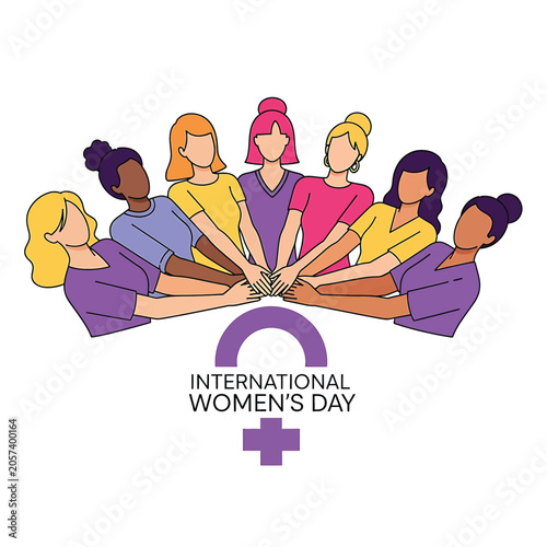 Bild auf Leinwand Diverse women joining hands together.