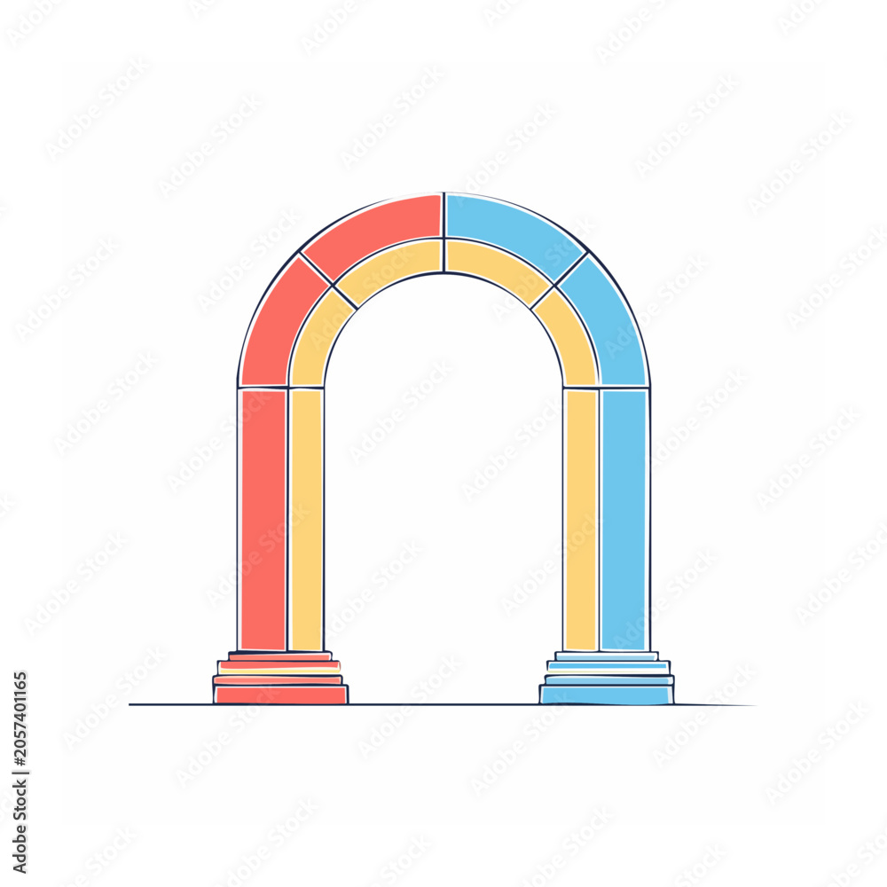 Fototapeta premium Flat design bar chart with red yellow blue bars