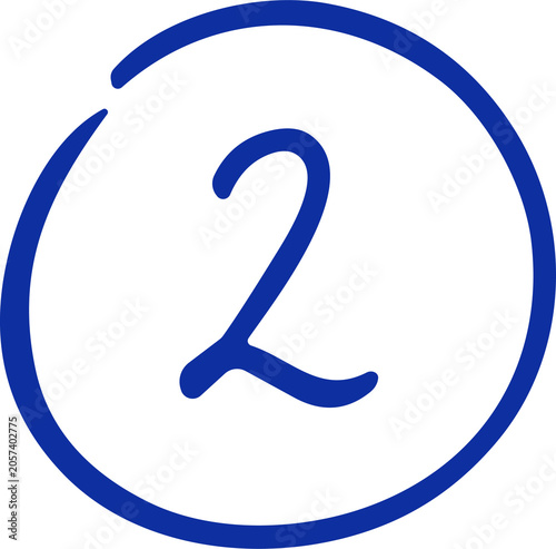 Принти на полотні Simple blue number two inside a circle, minimalist graphic design element