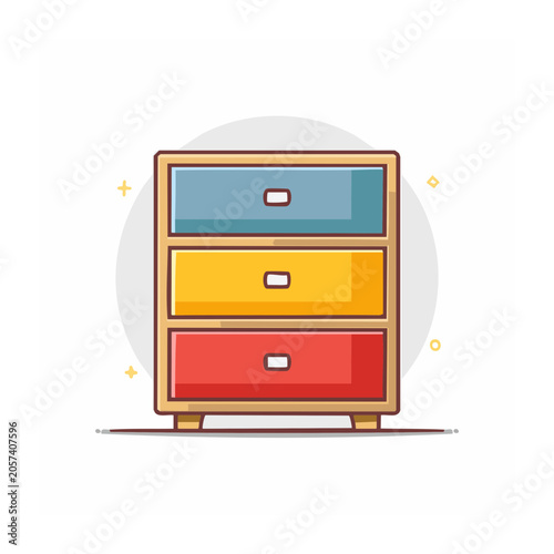 Flat design 3D mailbox with red yellow blue slots