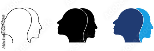 Картината върху платно Bipolar Disorder and Split Personality icon collections