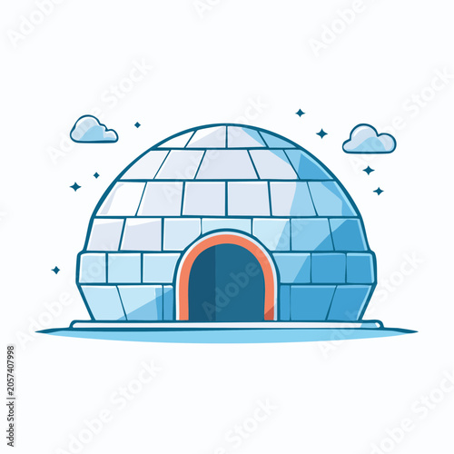 Illustration of an Igloo in a Snowy Landscape