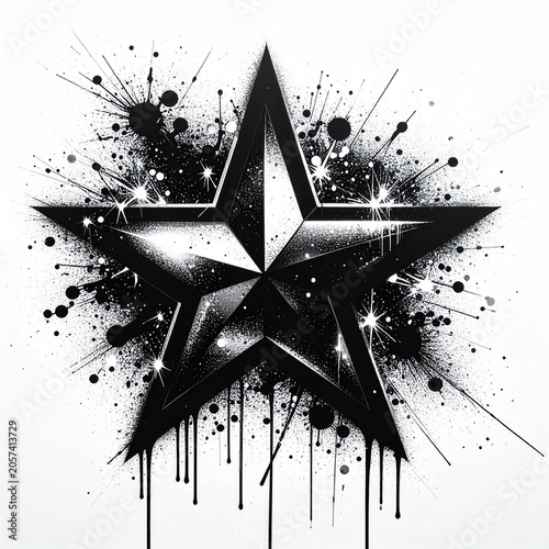 Grungy black starburst graphic