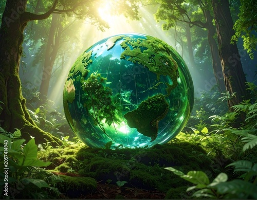 Lush green earth in forest