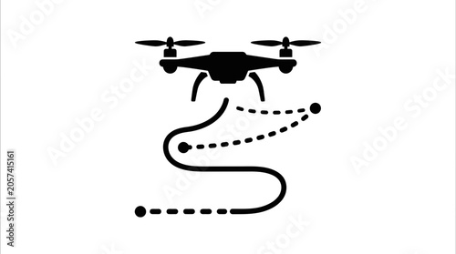 Fotografia Drone with flight path icon, aerial photography, remote control, technology