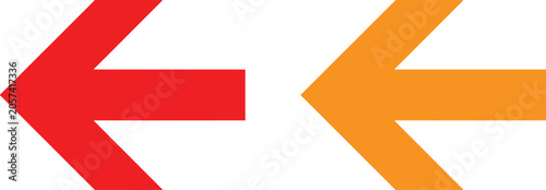 Two colored arrows pointing left in red and orange colors