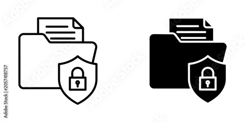 Secure folder with document icon set security document protection encryption business database information password management confidential