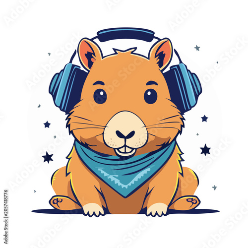 Cute cartoon tiger face with stars