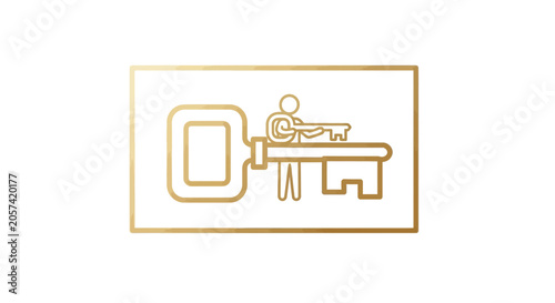 Person holding a large golden key, symbolizing access, opportunity, and solutions