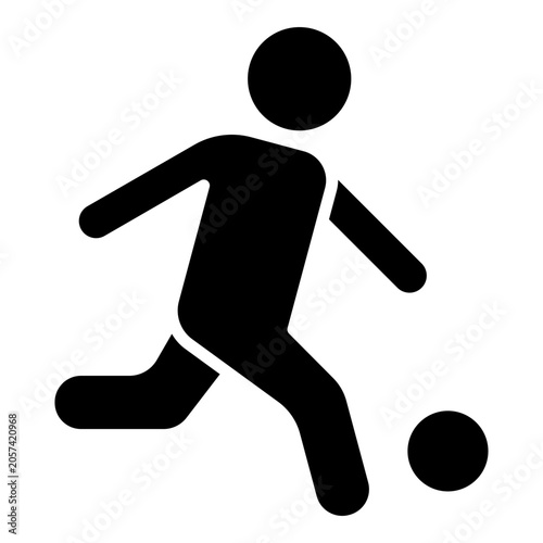 Silhouette of a person kick a ball, football player glyph solid icon