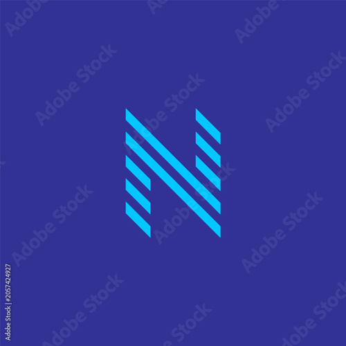 N letter initial logo with stripes accent.