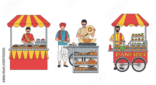 Street food vendors selling snacks.