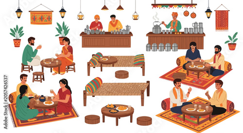 Traditional Indian Family Gathering Dinner.