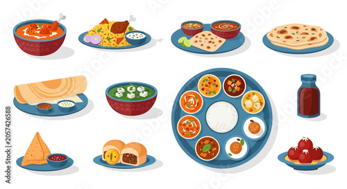 Variety of Indian Food Dishes Displayed.