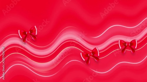Vibrant Red Background with Flowing Patterns and Decorative Bows for Festive Occasions and Celebrations
