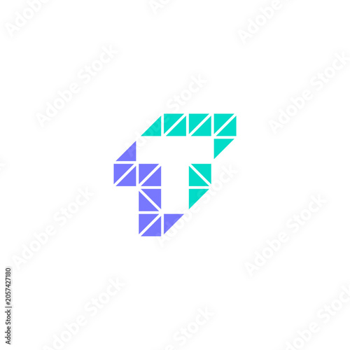 T letter with triangular block shadow