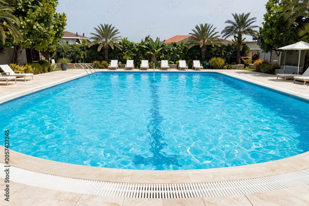 Fototapeta premium Serene Outdoor Swimming Pool Relaxation
