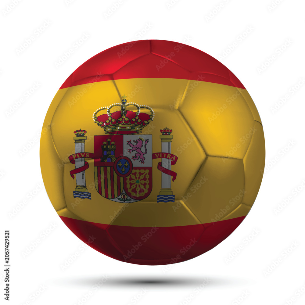 Obraz premium Realistic SPAIN Soccer Ball with National Flag Design Vector Illustration