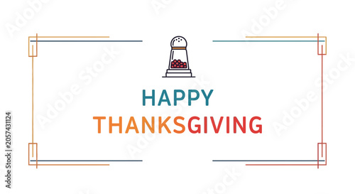 Happy Thanksgiving Greeting with Salt Shaker Icon and Decorative Border