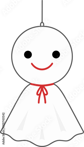 かわいい、てるてる坊主のイラスト