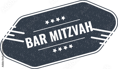 Fotografie An elegant vintage style label with the words bar mitzvah for jewish religious c