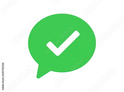 Green Speech Bubble with White Check Mark Icon