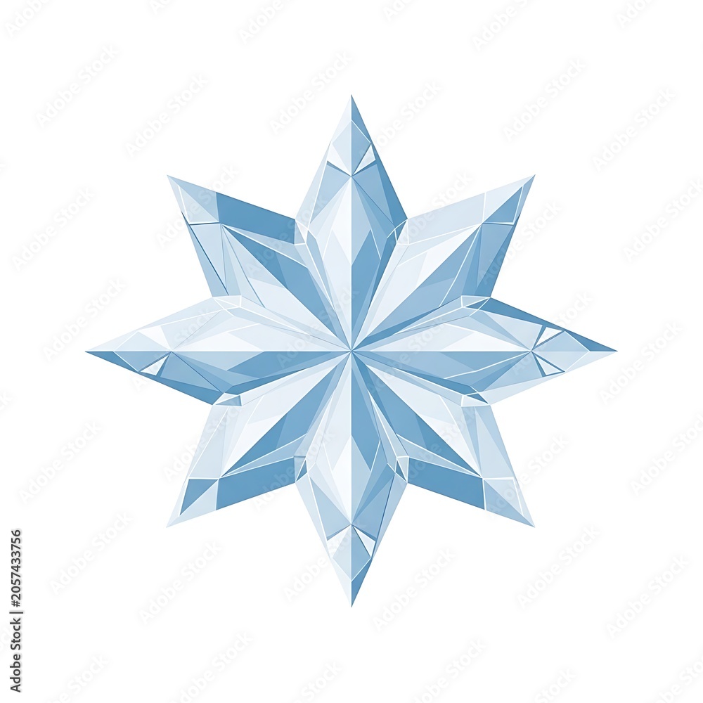 Fototapeta premium Blue crystal geometric shape with sharp edges.