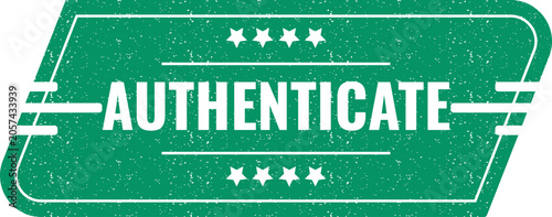 Schilderij op canvas Authenticate vintage style green label featuring four stars for verification and