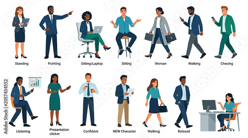 Business people icon set vector illustration showing men and women, teams, workers, doctors, groups, and teamwork silhouettes