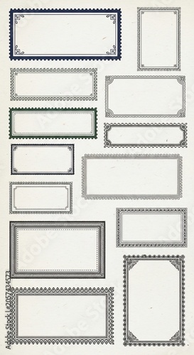 Elegant Vintage Labels: Delicate Borders on Textured Paper